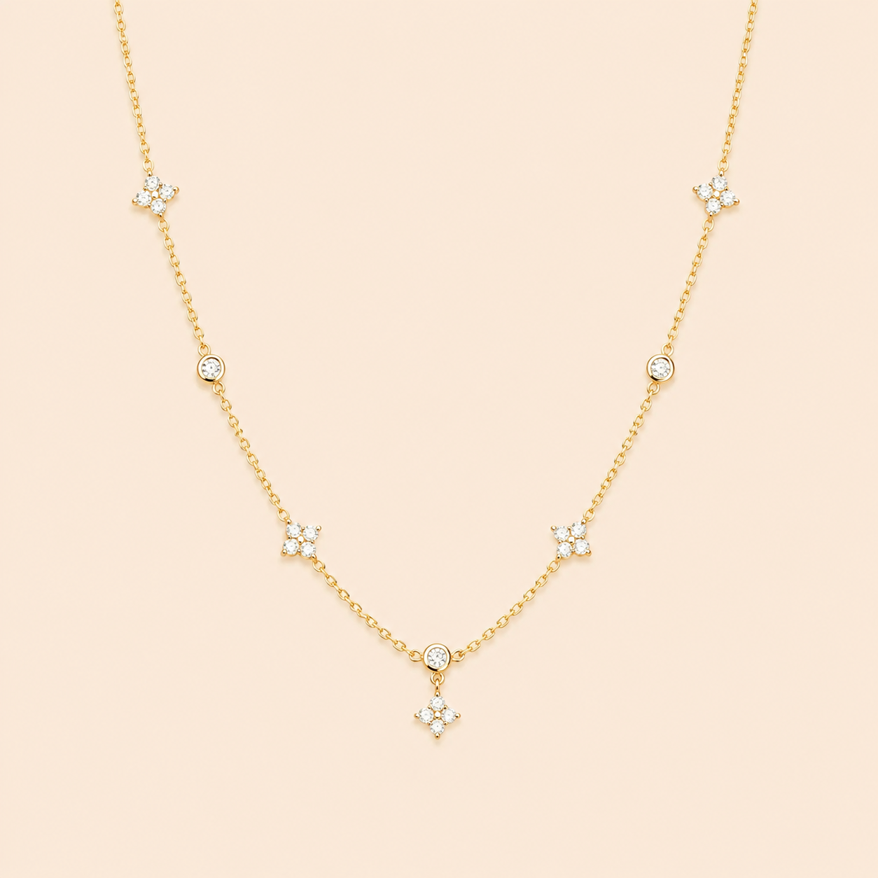 Collier fleurs & zircons