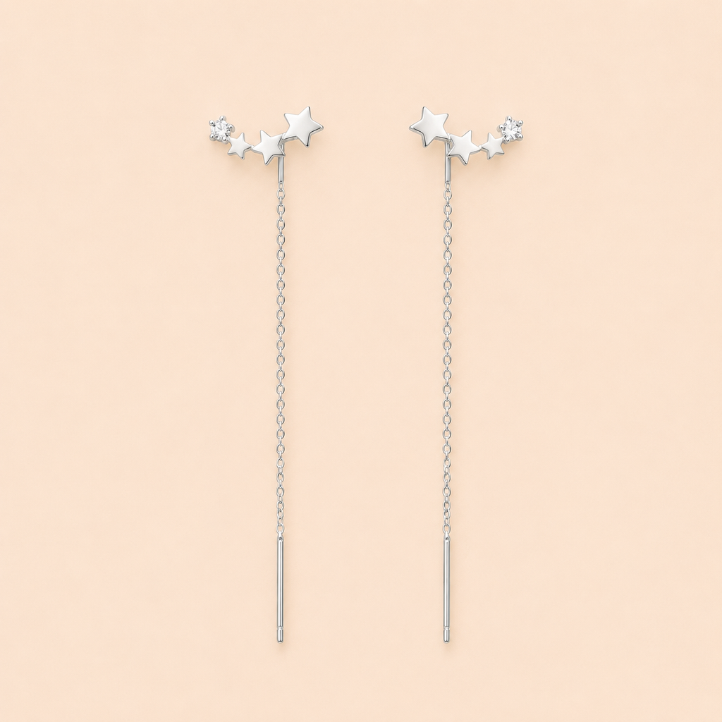 Boucles d'Oreilles Fil Argenté Élégance