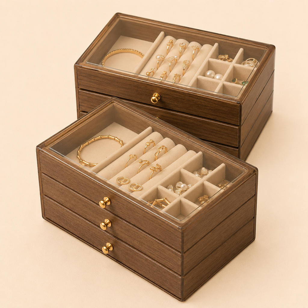 Boîte à bijoux en bois avec tiroirs