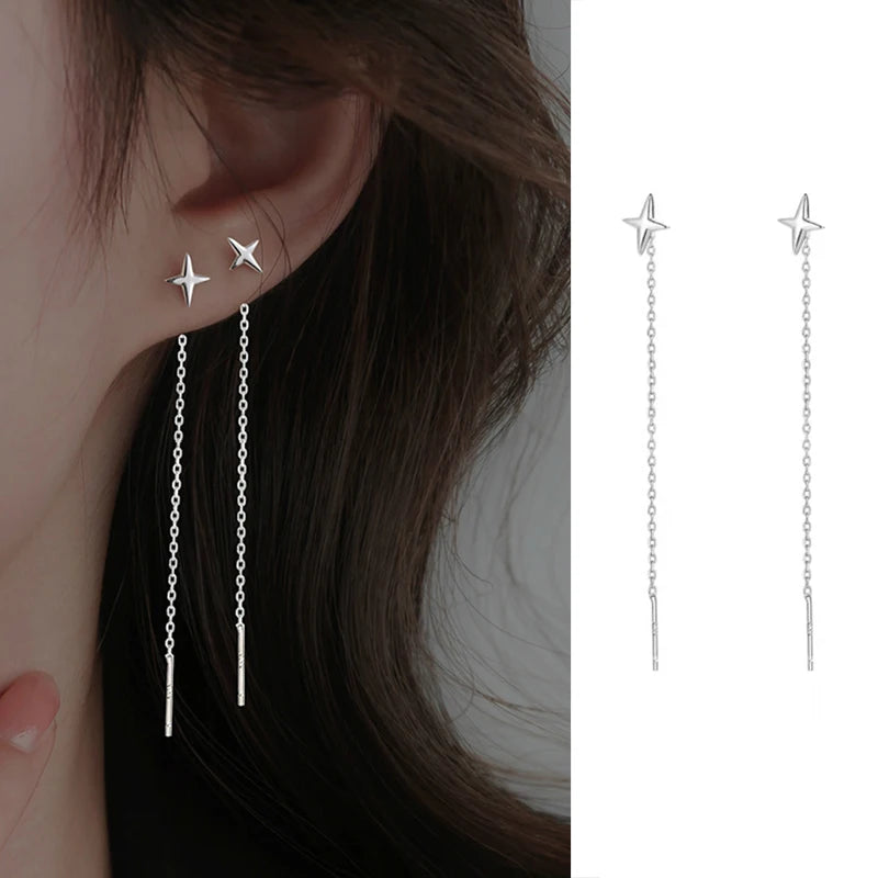 Boucles d'Oreilles Fil Argenté Élégance