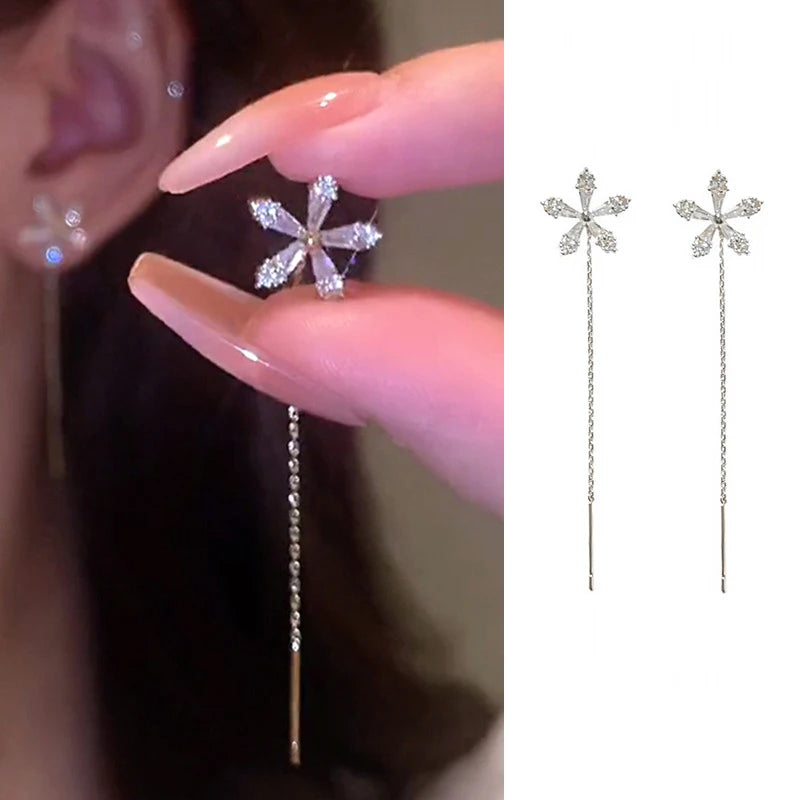 Boucles d'Oreilles Fil Argenté Élégance