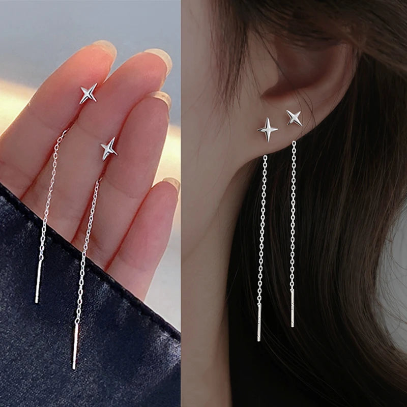 Boucles d'Oreilles Fil Argenté Élégance