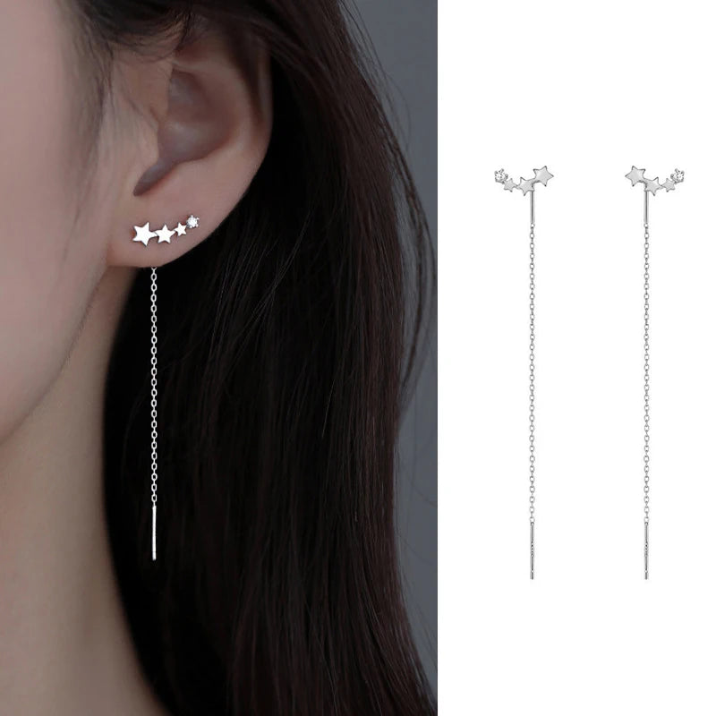 Boucles d'Oreilles Fil Argenté Élégance